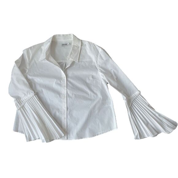 New $295 Jonathan Simkhai Jordy Shirt Blouse in White Size Medium - Picture 7 of 8